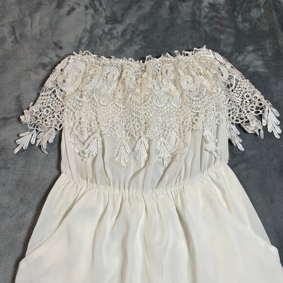 Women's Sleeveless Lace Trim Mini Dress Size XXS Bridal Wedding Sorority Grad - Picture 3 of 7